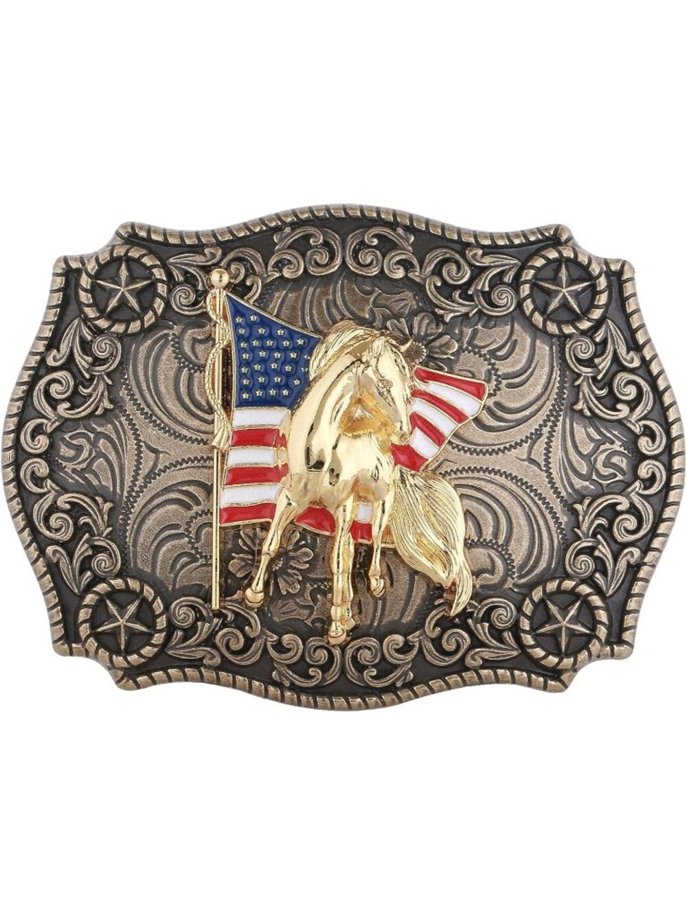Women Flag Horse-gold Western Buckle American Eagle Horse Belt